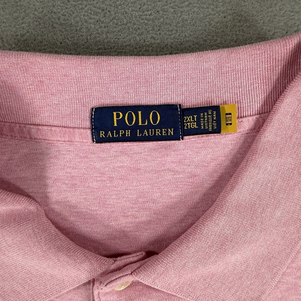 Polo Ralph Lauren Mens Size 2XLT Pink Classic Fit Polo Shirt Cotton Short Sleeve